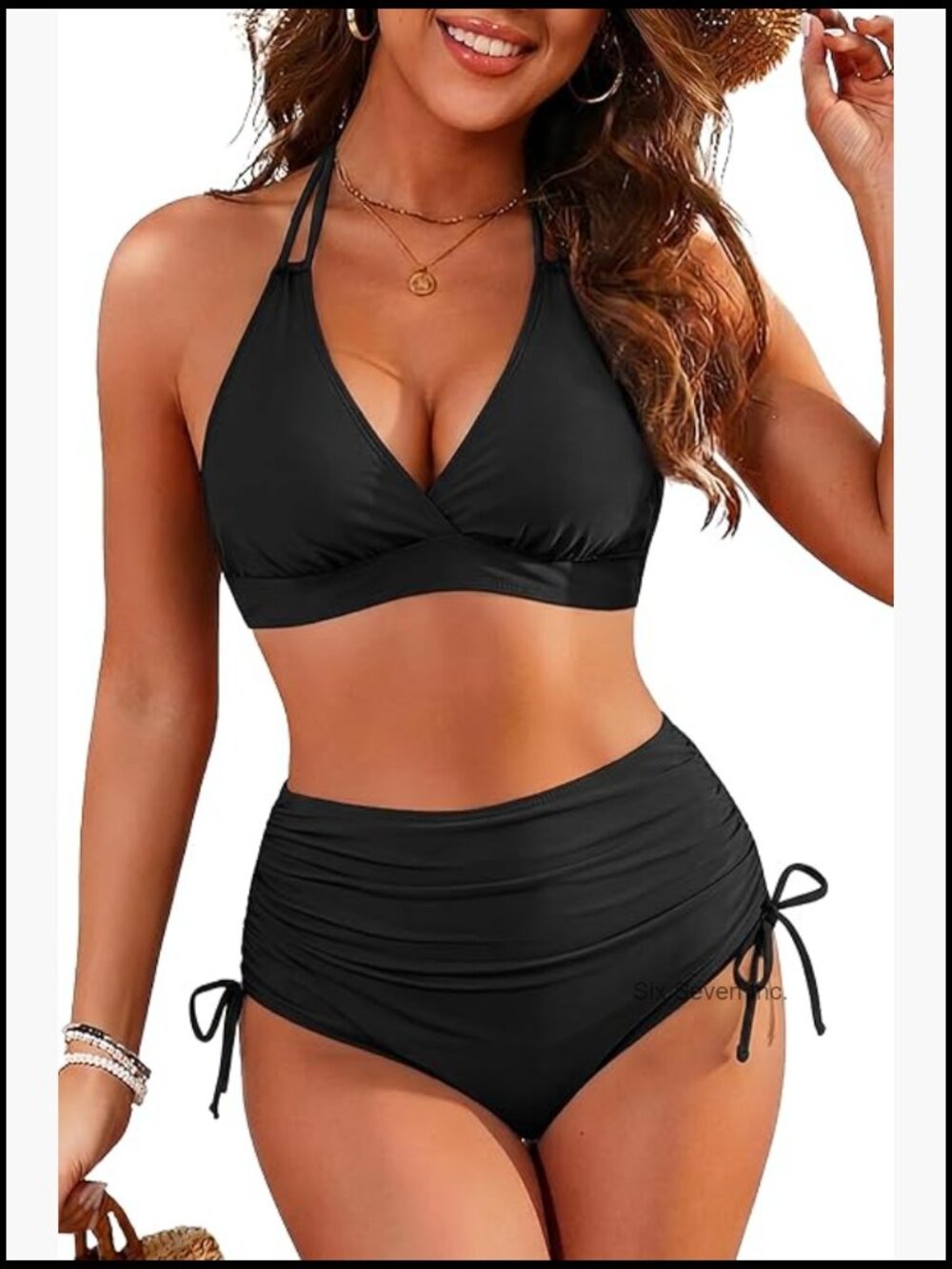 High Waisted Bikini Set - Tummy Control, Halter Push Up, Two Piece Swimwear